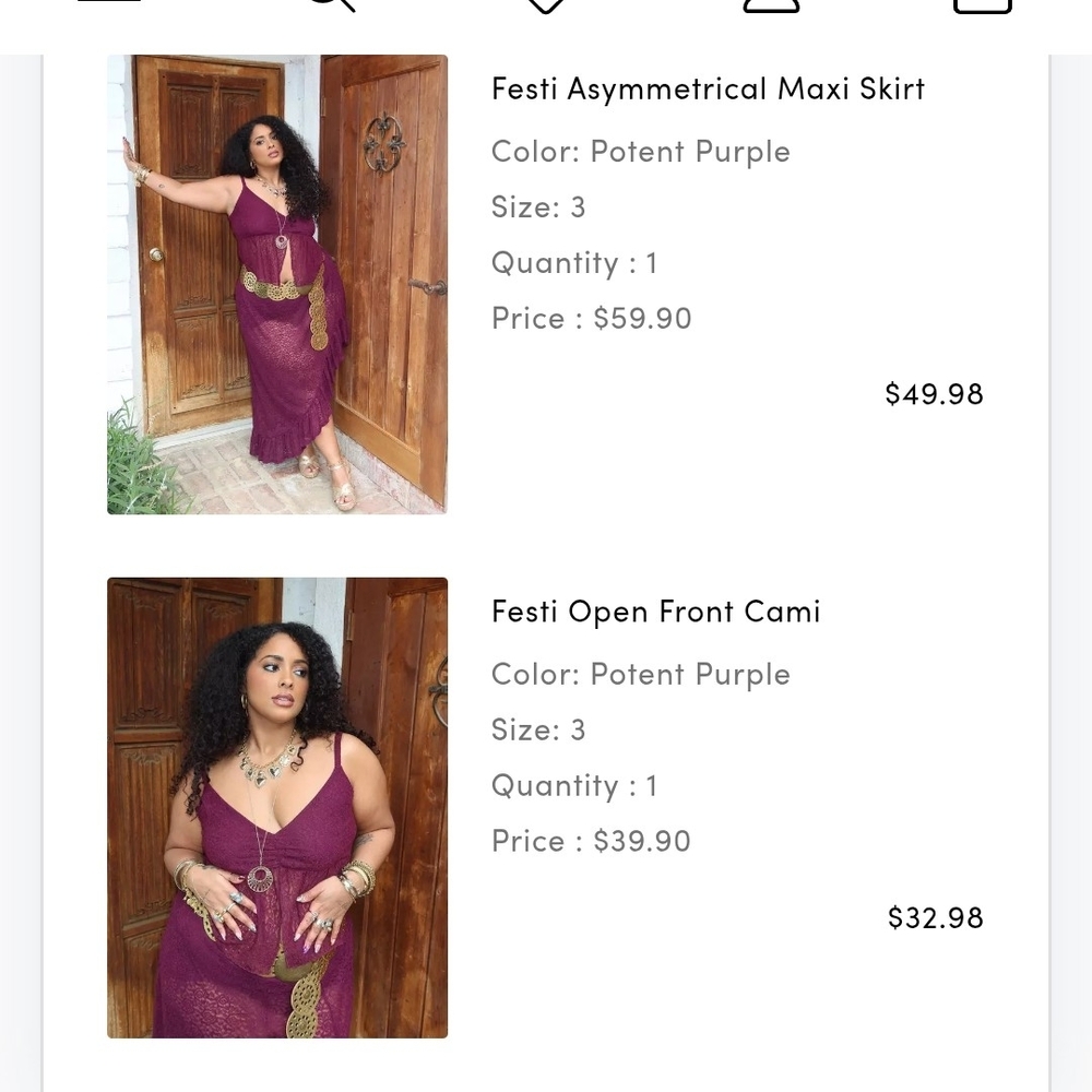 Torrid Potent Purple Maxi Skirt and Cami Set